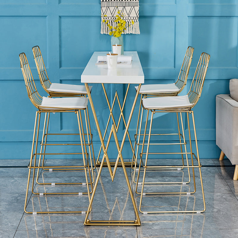 Mesa de madera blanca glamorosa y juego de heces 1/2/3/5 piezas de doble pedestal set