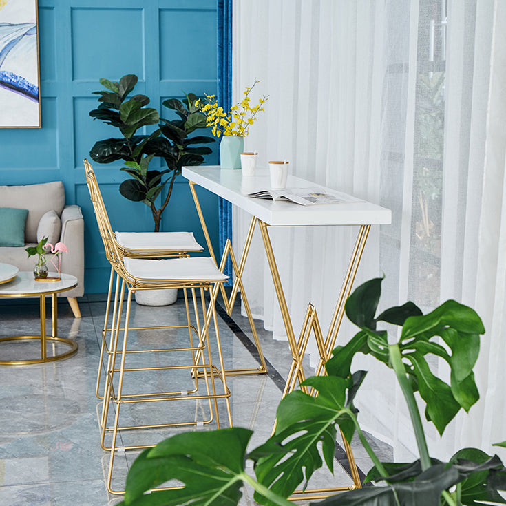 Mesa de madera blanca glamorosa y juego de heces 1/2/3/5 piezas de doble pedestal set