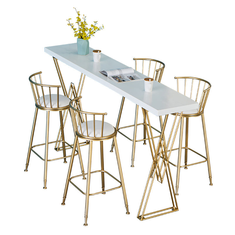 Mesa de madera blanca glamorosa y juego de heces 1/2/3/5 piezas de doble pedestal set