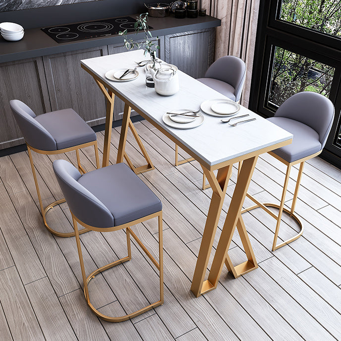 Set di banconi interni rettangolo 1/3/5/7 pezzi set da pranzo in pietra bianca