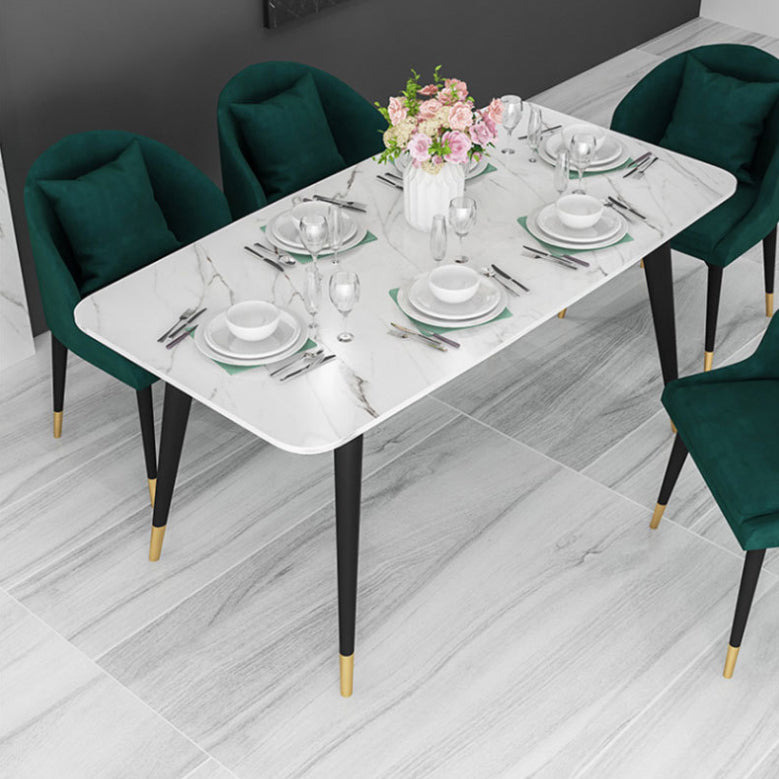 Glam Style Sintered Stone Dining Set Rectangle 1/5/7 Pieces Dining Set for Dining Areas 5 Pieces: Table, 4 Chairs Clearhalo 'Dining Room Sets' 'Dining Tables & Seating' 'dining_room_set' 'furn' 'furn_dining_room_set' 'Furniture' 'Kitchen & Dining Furniture' 5528518