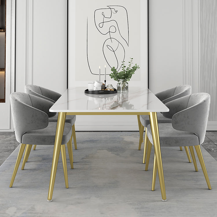 Modern Rectangle Dining Set 1/2/5 Pieces Stone Top Indoor Dinette Set with Gold Base Clearhalo 'Dining Room Sets' 'Dining Tables & Seating' 'dining_room_set' 'furn' 'furn_dining_room_set' 'Furniture' 'Kitchen & Dining Furniture' 5528556
