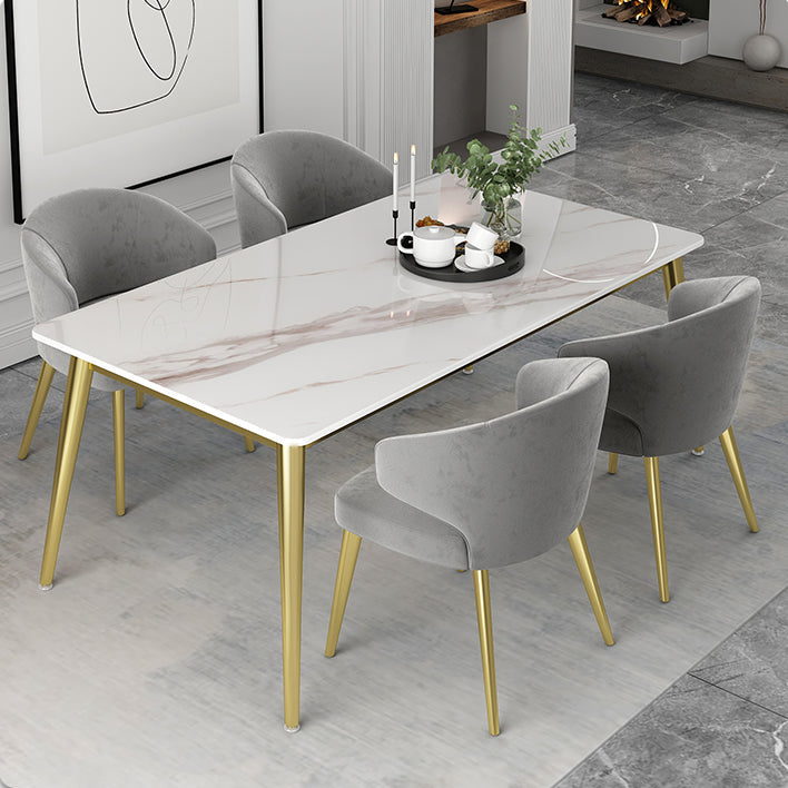 Modern Rectangle Dining Set 1/2/5 Pieces Stone Top Indoor Dinette Set with Gold Base Clearhalo 'Dining Room Sets' 'Dining Tables & Seating' 'dining_room_set' 'furn' 'furn_dining_room_set' 'Furniture' 'Kitchen & Dining Furniture' 5528557