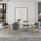 Modern Rectangle Dining Set 1/2/5 Pieces Stone Top Indoor Dinette Set with Gold Base Clearhalo 'Dining Room Sets' 'Dining Tables & Seating' 'dining_room_set' 'furn' 'furn_dining_room_set' 'Furniture' 'Kitchen & Dining Furniture' 5528558