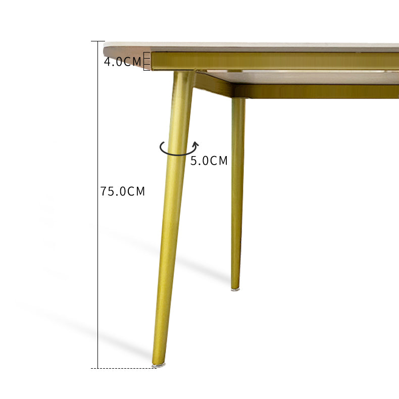 Modern Rectangle Dining Set 1/2/5 Pieces Stone Top Indoor Dinette Set with Gold Base Clearhalo 'Dining Room Sets' 'Dining Tables & Seating' 'dining_room_set' 'furn' 'furn_dining_room_set' 'Furniture' 'Kitchen & Dining Furniture' 5528563
