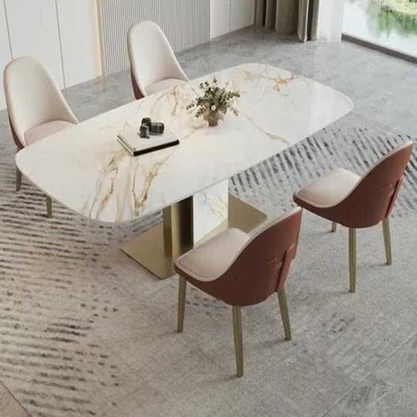 Luxurious Sintered Stone Top Dining Set Rectangle 1/4/5/7 Pieces Dinette Table Set 5 Pieces: Table, 4 Chairs Clearhalo 'Dining Room Sets' 'Dining Tables & Seating' 'dining_room_set' 'furn' 'furn_dining_room_set' 'Furniture' 'Kitchen & Dining Furniture' 5528569