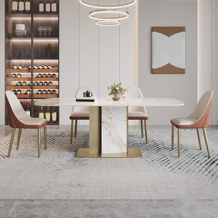 Luxurious Sintered Stone Top Dining Set Rectangle 1/4/5/7 Pieces Dinette Table Set Clearhalo 'Dining Room Sets' 'Dining Tables & Seating' 'dining_room_set' 'furn' 'furn_dining_room_set' 'Furniture' 'Kitchen & Dining Furniture' 5528572