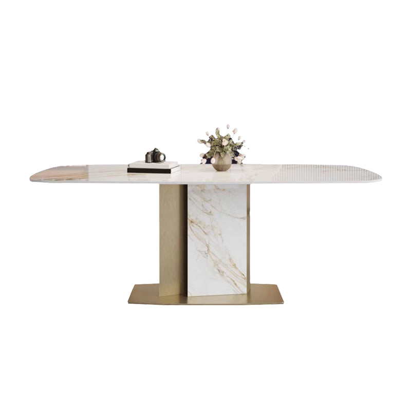 Luxurious Sintered Stone Top Dining Set Rectangle 1/4/5/7 Pieces Dinette Table Set White 70.9"L x 35.4"W Clearhalo 'Dining Room Sets' 'Dining Tables & Seating' 'dining_room_set' 'furn' 'furn_dining_room_set' 'Furniture' 'Kitchen & Dining Furniture' 5528574