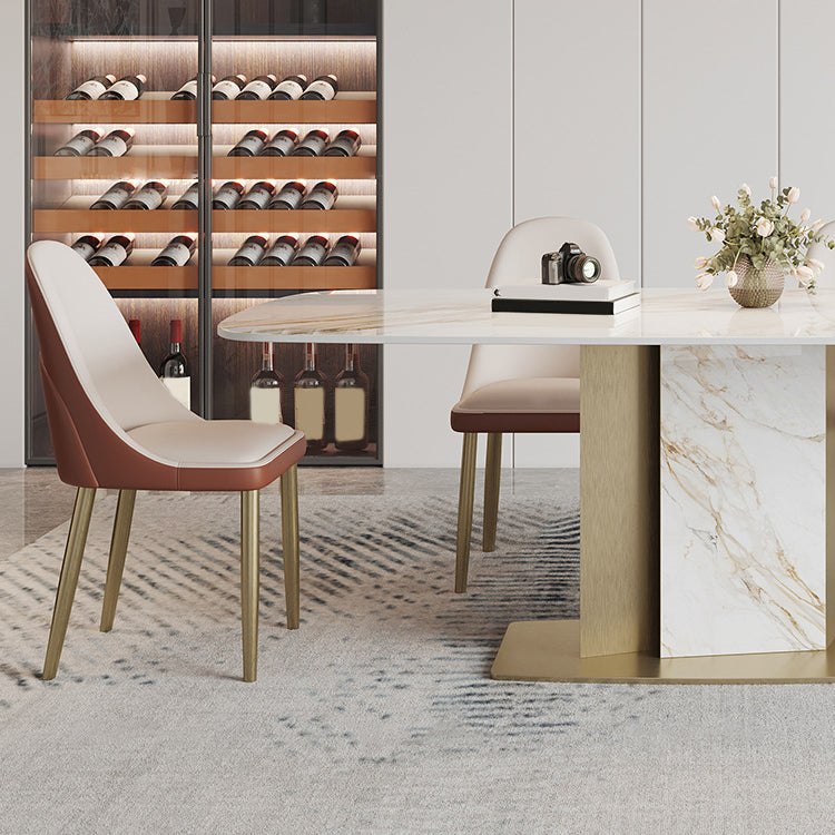 Luxurious Sintered Stone Top Dining Set Rectangle 1/4/5/7 Pieces Dinette Table Set Clearhalo 'Dining Room Sets' 'Dining Tables & Seating' 'dining_room_set' 'furn' 'furn_dining_room_set' 'Furniture' 'Kitchen & Dining Furniture' 5528578