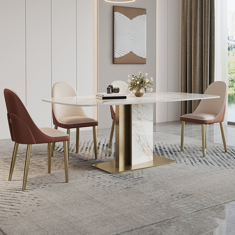 Luxurious Sintered Stone Top Dining Set Rectangle 1/4/5/7 Pieces Dinette Table Set Clearhalo 'Dining Room Sets' 'Dining Tables & Seating' 'dining_room_set' 'furn' 'furn_dining_room_set' 'Furniture' 'Kitchen & Dining Furniture' 5528582