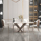 Set da pranzo moderno in metallo Set tavolo da pranzo rettangolare da 1/2/5/7 pezzi