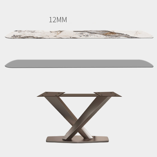 Set da pranzo moderno in metallo Set tavolo da pranzo rettangolare da 1/2/5/7 pezzi