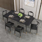Modern Black Base Dining Set 1/4/5/7 Pieces Stone Top Indoor Dinette Set 7 Pieces: Black Table, 6 Black Chairs Clearhalo 'Dining Room Sets' 'Dining Tables & Seating' 'dining_room_set' 'furn' 'furn_dining_room_set' 'Furniture' 'Kitchen & Dining Furniture' 5528633