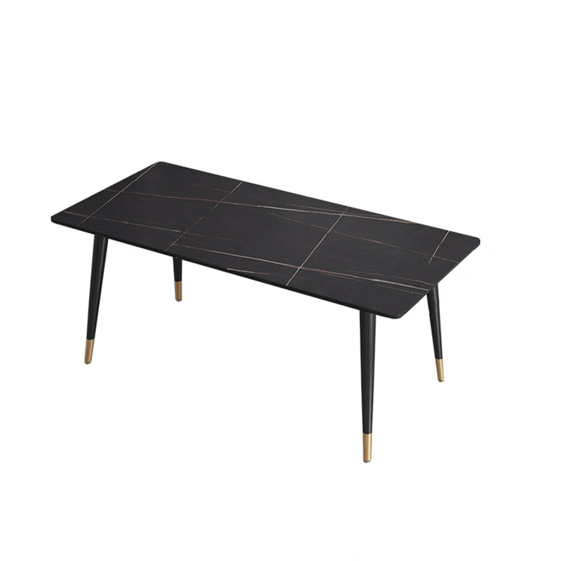 Modern Black Base Dining Set 1/4/5/7 Pieces Stone Top Indoor Dinette Set Clearhalo 'Dining Room Sets' 'Dining Tables & Seating' 'dining_room_set' 'furn' 'furn_dining_room_set' 'Furniture' 'Kitchen & Dining Furniture' 5528641