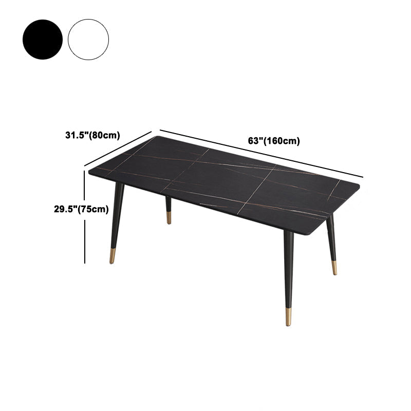 Modern Black Base Dining Set 1/4/5/7 Pieces Stone Top Indoor Dinette Set Clearhalo 'Dining Room Sets' 'Dining Tables & Seating' 'dining_room_set' 'furn' 'furn_dining_room_set' 'Furniture' 'Kitchen & Dining Furniture' 5528654