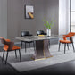 Modern Gray Sintered Stone Dining Table Set 1/2/5/7 Pieces Dining Set 5 Pieces: Table, 2 Grey+2 Orange Chairs Clearhalo 'Dining Room Sets' 'Dining Tables & Seating' 'dining_room_set' 'furn' 'furn_dining_room_set' 'Furniture' 'Kitchen & Dining Furniture' 5528657