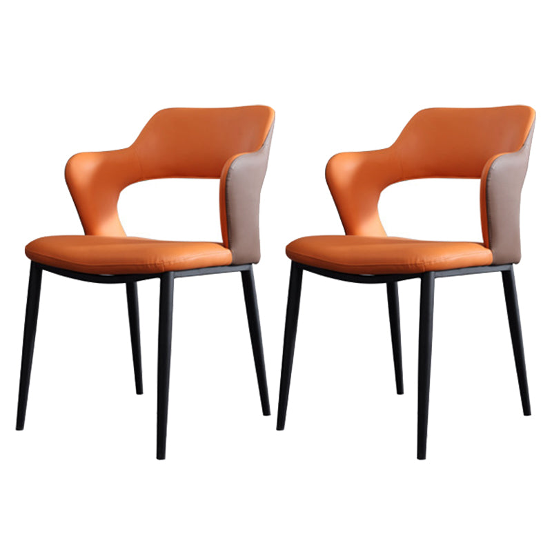 Modern Gray Sintered Stone Dining Table Set 1/2/5/7 Pieces Dining Set 2 Orange Chairs Clearhalo 'Dining Room Sets' 'Dining Tables & Seating' 'dining_room_set' 'furn' 'furn_dining_room_set' 'Furniture' 'Kitchen & Dining Furniture' 5528658