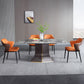Modern Gray Sintered Stone Dining Table Set 1/2/5/7 Pieces Dining Set 5 Pieces: Table, 4 Orange Chairs Clearhalo 'Dining Room Sets' 'Dining Tables & Seating' 'dining_room_set' 'furn' 'furn_dining_room_set' 'Furniture' 'Kitchen & Dining Furniture' 5528661