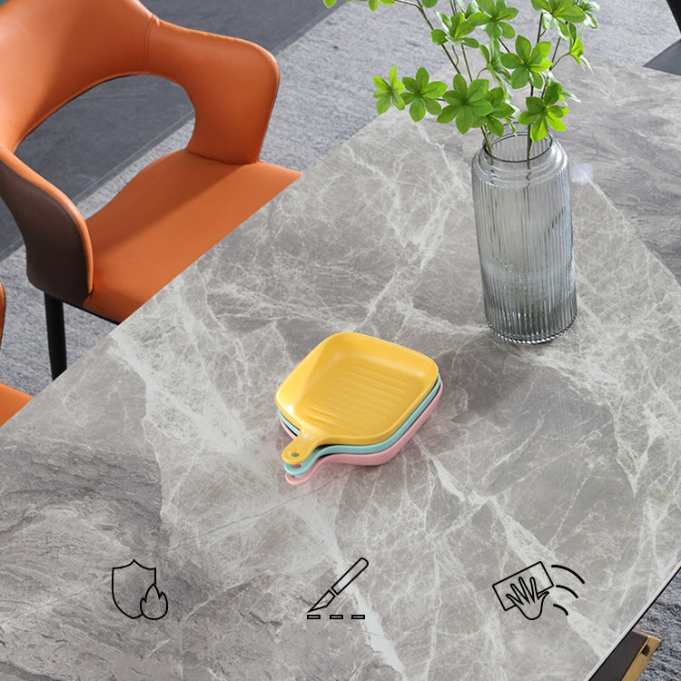 Modern Gray Sintered Stone Dining Table Set 1/2/5/7 Pieces Dining Set Clearhalo 'Dining Room Sets' 'Dining Tables & Seating' 'dining_room_set' 'furn' 'furn_dining_room_set' 'Furniture' 'Kitchen & Dining Furniture' 5528665