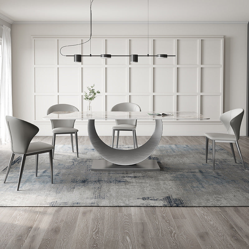 Designer Style Sintered Stone Top Dining Set Rectangle 1/2/3/4/5/7 Pieces Dining Table Set 5 Pieces: Table, 4 Chairs Clearhalo 'Dining Room Sets' 'Dining Tables & Seating' 'dining_room_set' 'furn' 'furn_dining_room_set' 'Furniture' 'Kitchen & Dining Furniture' 5528672