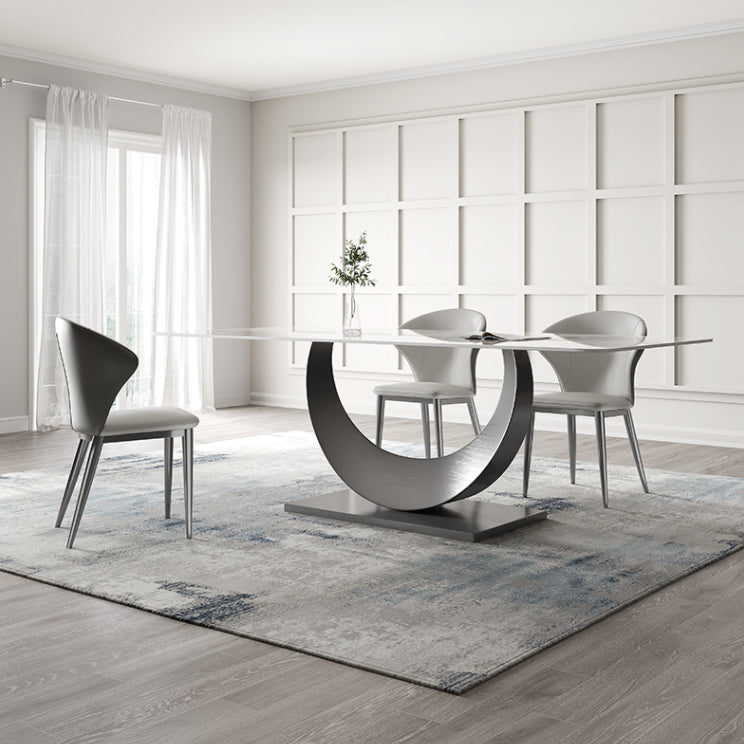 Designer Style Sintered Stone Top Dining Set Rectangle 1/2/3/4/5/7 Pieces Dining Table Set 4 Pieces: Table, 3 Chairs Clearhalo 'Dining Room Sets' 'Dining Tables & Seating' 'dining_room_set' 'furn' 'furn_dining_room_set' 'Furniture' 'Kitchen & Dining Furniture' 5528675