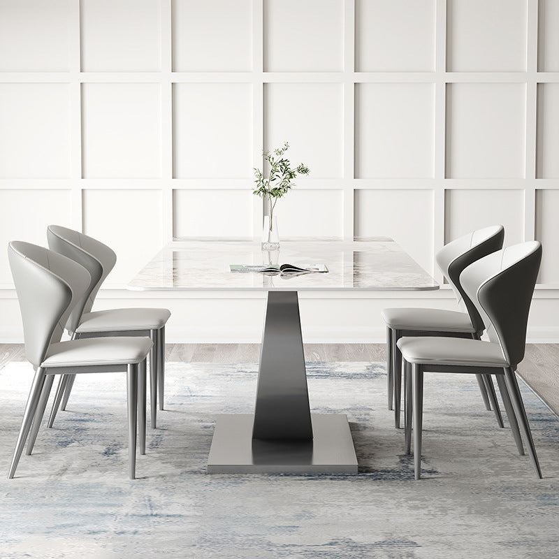 Designer Style Sintered Stone Top Dining Set Rectangle 1/2/3/4/5/7 Pieces Dining Table Set Clearhalo 'Dining Room Sets' 'Dining Tables & Seating' 'dining_room_set' 'furn' 'furn_dining_room_set' 'Furniture' 'Kitchen & Dining Furniture' 5528677