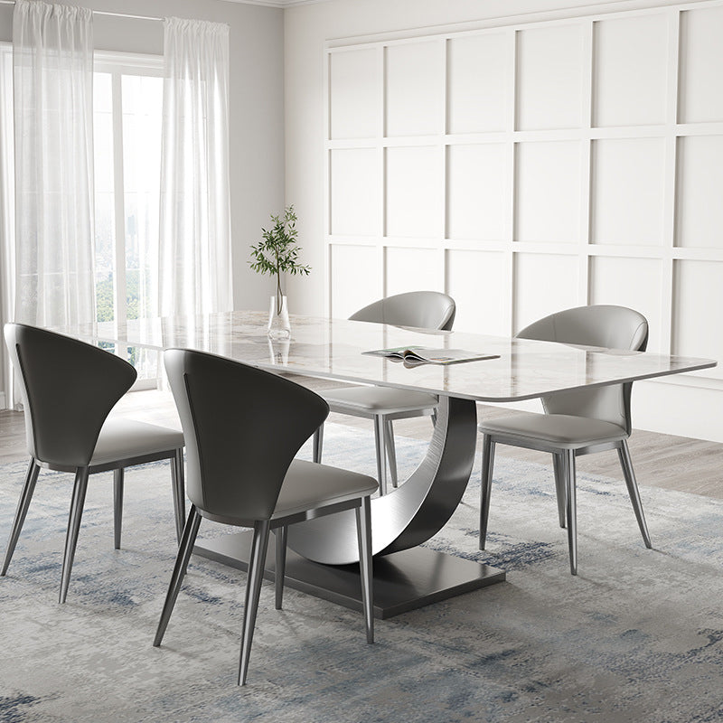 Designer Style Sintered Stone Top Dining Set Rectangle 1/2/3/4/5/7 Pieces Dining Table Set Clearhalo 'Dining Room Sets' 'Dining Tables & Seating' 'dining_room_set' 'furn' 'furn_dining_room_set' 'Furniture' 'Kitchen & Dining Furniture' 5528678