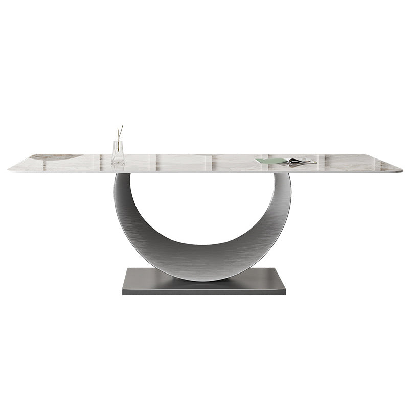 Designer Style Sintered Stone Top Dining Set Rectangle 1/2/3/4/5/7 Pieces Dining Table Set White 55.1"L x 31.5"W Clearhalo 'Dining Room Sets' 'Dining Tables & Seating' 'dining_room_set' 'furn' 'furn_dining_room_set' 'Furniture' 'Kitchen & Dining Furniture' 5528679