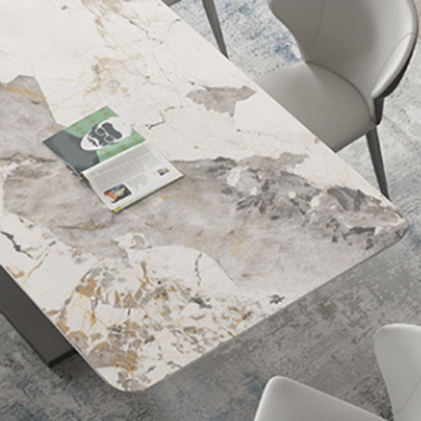 Designer Style Sintered Stone Top Dining Set Rectangle 1/2/3/4/5/7 Pieces Dining Table Set Clearhalo 'Dining Room Sets' 'Dining Tables & Seating' 'dining_room_set' 'furn' 'furn_dining_room_set' 'Furniture' 'Kitchen & Dining Furniture' 5528680