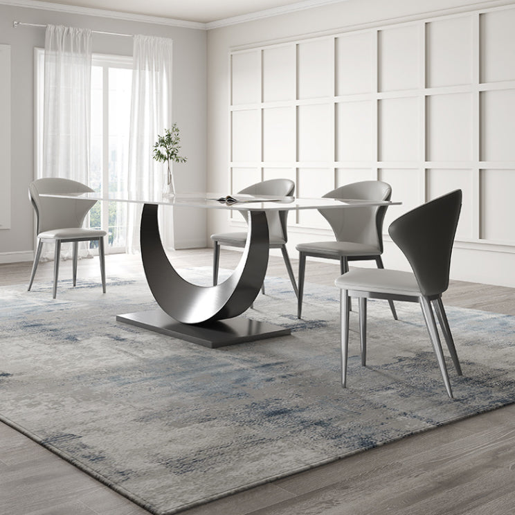 Designer Style Sintered Stone Top Dining Set Rectangle 1/2/3/4/5/7 Pieces Dining Table Set Clearhalo 'Dining Room Sets' 'Dining Tables & Seating' 'dining_room_set' 'furn' 'furn_dining_room_set' 'Furniture' 'Kitchen & Dining Furniture' 5528685