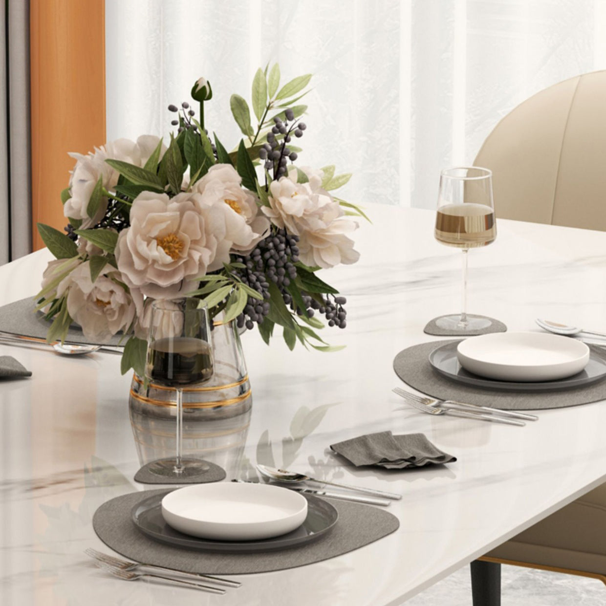 Set da pranzo moderno in pietra sinterizzata Set da pranzo da 1/2/5/6/7 pezzi per uso domestico