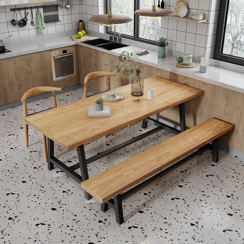 Modern 1/4/5 Pieces Dining Set Rectangle Pine Wood Dining Table for Kitchen Dining Room 4 Pieces: Table, 2 Chairs, 1 Bench Clearhalo 'Dining Room Sets' 'Dining Tables & Seating' 'dining_room_set' 'furn' 'furn_dining_room_set' 'Furniture' 'Kitchen & Dining Furniture' 5528740