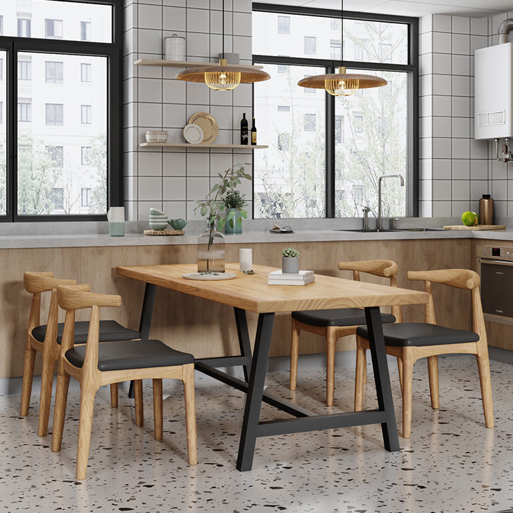 Modern 1/4/5 Pieces Dining Set Rectangle Pine Wood Dining Table for Kitchen Dining Room 5 Pieces: Table, 4 Chairs Clearhalo 'Dining Room Sets' 'Dining Tables & Seating' 'dining_room_set' 'furn' 'furn_dining_room_set' 'Furniture' 'Kitchen & Dining Furniture' 5528741