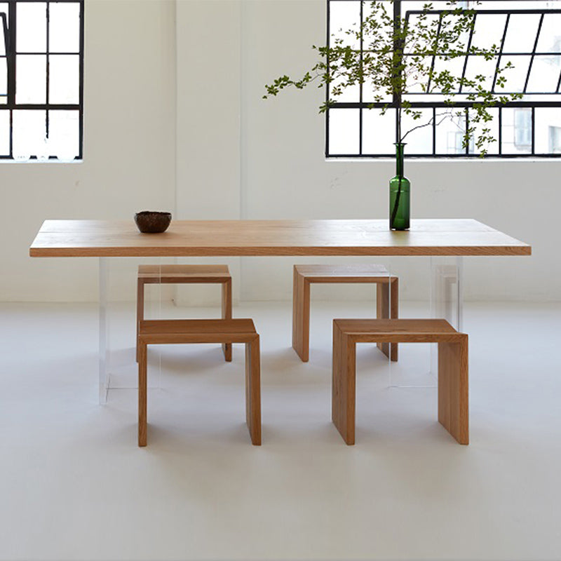 Modern 1/5 Pieces Dining Set Rectangle Pine Wood Dining Table for Kitchen Living Room