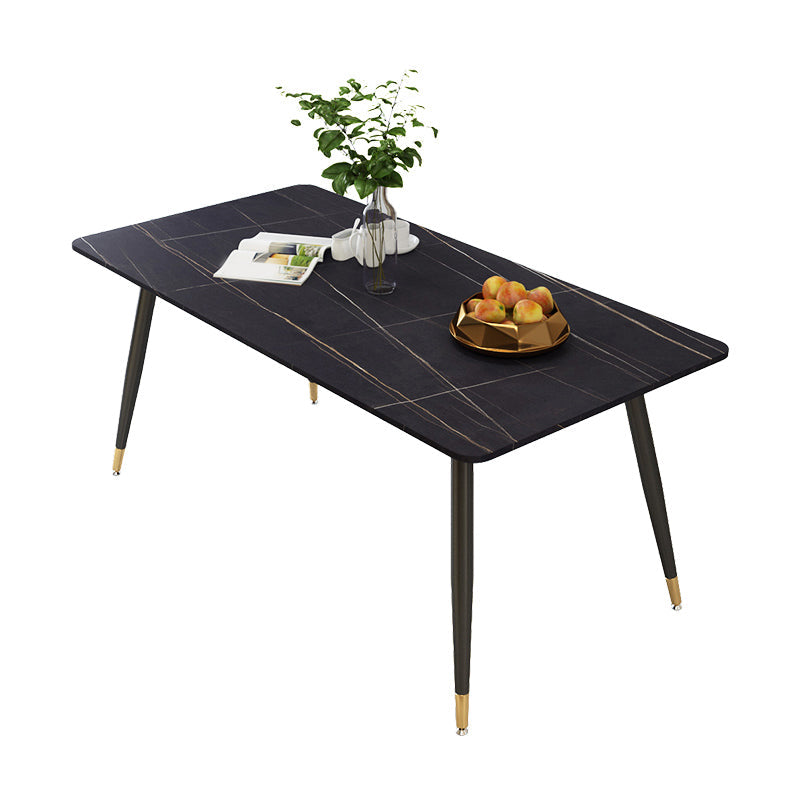 Modern 1/2/5/6/7 Pieces Dining Set Stone Top Dining Furniture Set Black 70.9"L x 35.4"W Clearhalo 'Dining Room Sets' 'Dining Tables & Seating' 'dining_room_set' 'furn' 'furn_dining_room_set' 'Furniture' 'Kitchen & Dining Furniture' 5528795