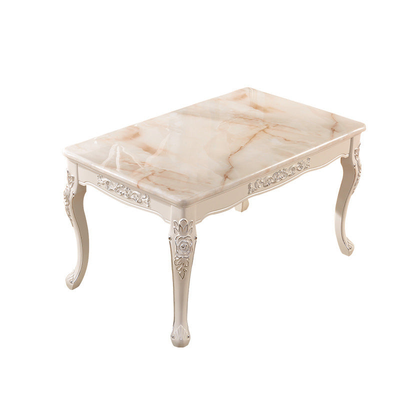Traditional Luxury Dining Table Rectangle White Dining Table with Wooden Base 55.1"L x 33.5"W x 29.5"H Without Chairs Clearhalo 'Dining Tables & Seating' 'Dining Tables' 'dining_table' 'furn' 'furn_dining_table' 'Furniture' 'Kitchen & Dining Furniture' 5528834