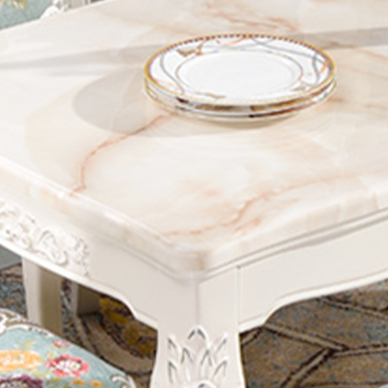 Traditional Luxury Dining Table Rectangle White Dining Table with Wooden Base Clearhalo 'Dining Tables & Seating' 'Dining Tables' 'dining_table' 'furn' 'furn_dining_table' 'Furniture' 'Kitchen & Dining Furniture' 5528837