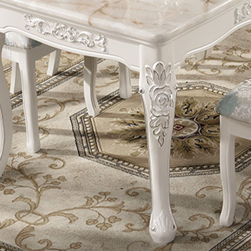 Traditional Luxury Dining Table Rectangle White Dining Table with Wooden Base Clearhalo 'Dining Tables & Seating' 'Dining Tables' 'dining_table' 'furn' 'furn_dining_table' 'Furniture' 'Kitchen & Dining Furniture' 5528838