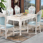 Traditional Luxury Dining Table Rectangle White Dining Table with Wooden Base Clearhalo 'Dining Tables & Seating' 'Dining Tables' 'dining_table' 'furn' 'furn_dining_table' 'Furniture' 'Kitchen & Dining Furniture' 5528841