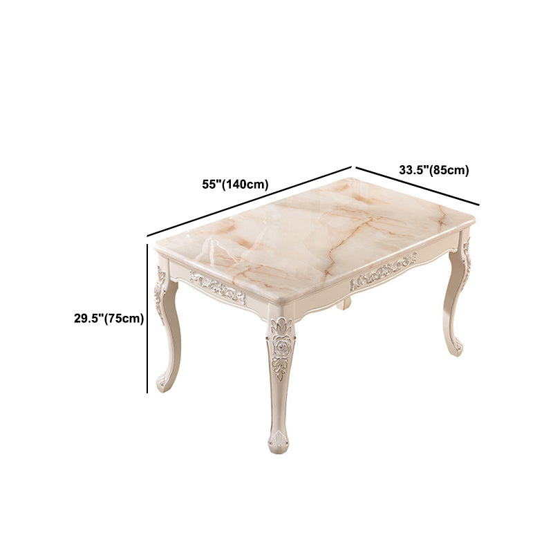Traditional Luxury Dining Table Rectangle White Dining Table with Wooden Base Clearhalo 'Dining Tables & Seating' 'Dining Tables' 'dining_table' 'furn' 'furn_dining_table' 'Furniture' 'Kitchen & Dining Furniture' 5528844
