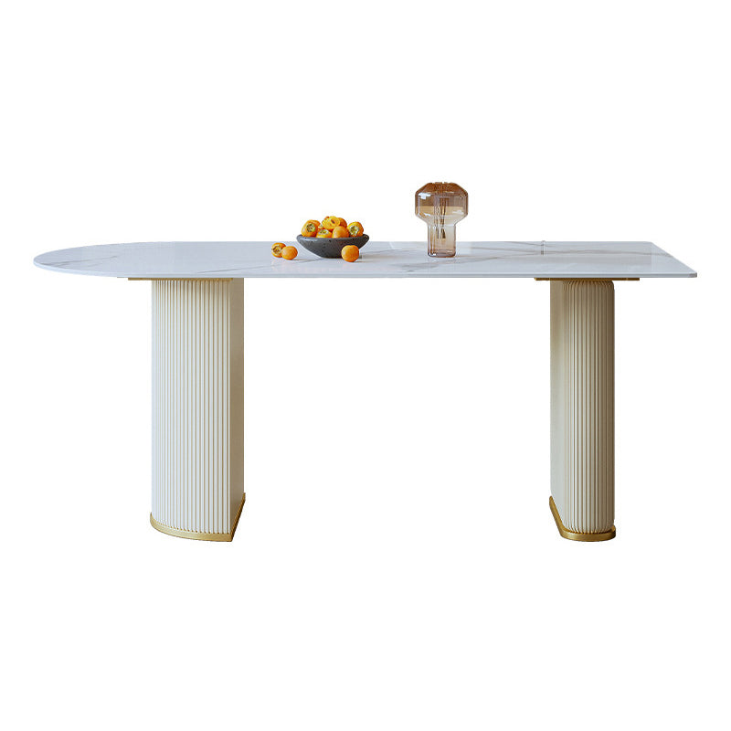 Sintered Stone Dining Table Traditional Luxury White Table for Kitchen