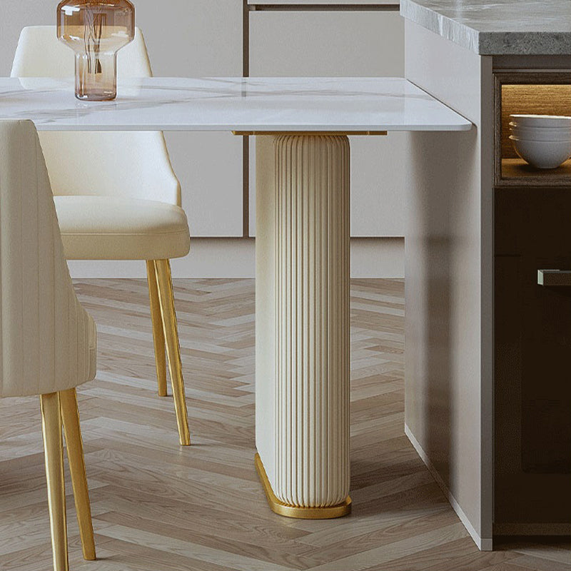 Sintered Stone Dining Table Traditional Luxury White Table for Kitchen