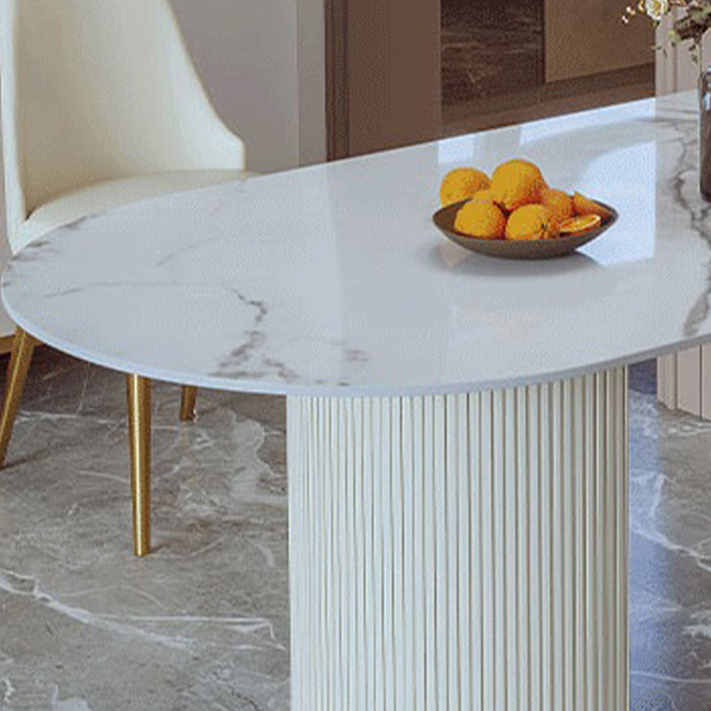 Sintered Stone Dining Table Traditional Luxury White Table for Kitchen