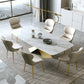Stone Top Dining Table Traditional Luxury Rectangle Table with Pedestal Base 63"L x 31.5"W x 29.5"H Without Chairs Clearhalo 'Dining Tables & Seating' 'Dining Tables' 'dining_table' 'furn' 'furn_dining_table' 'Furniture' 'Kitchen & Dining Furniture' 5528863