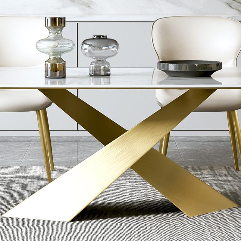 Stone Top Dining Table Traditional Luxury Rectangle Table with Pedestal Base Clearhalo 'Dining Tables & Seating' 'Dining Tables' 'dining_table' 'furn' 'furn_dining_table' 'Furniture' 'Kitchen & Dining Furniture' 5528866