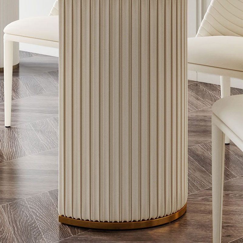 Stone Top Dining Table Modern Oval Table with Sled Base in White Clearhalo 'Dining Tables & Seating' 'Dining Tables' 'dining_table' 'furn' 'furn_dining_table' 'Furniture' 'Kitchen & Dining Furniture' 5528880