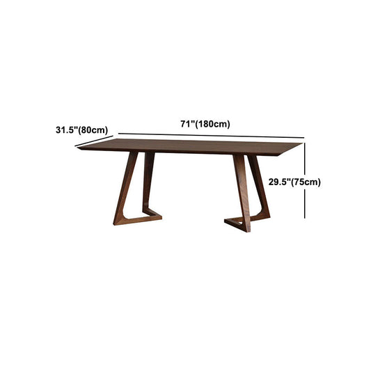 Solid Wood Top Dining Table Traditional Luxury Table with Sled Base in Brown