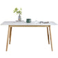 White Stone Top Dining Table Mid-Century Modern Table with 4 Wood Legs