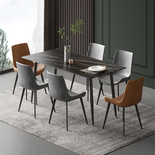 Sintered Stone Industrial Kitchen Desk Rectangle Dining Room Table Black 47.2"L x 23.6"W x 29.5"H Without Chairs