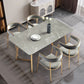 Metal Traditional Luxury Rectangle Dining Table with Sled Sintered Stone Table for Home Light Gray 55.1"L x 31.5"W x 29.5"H Without Chairs Clearhalo 'Dining Tables & Seating' 'Dining Tables' 'dining_table' 'furn' 'furn_dining_table' 'Furniture' 'Kitchen & Dining Furniture' 5528983
